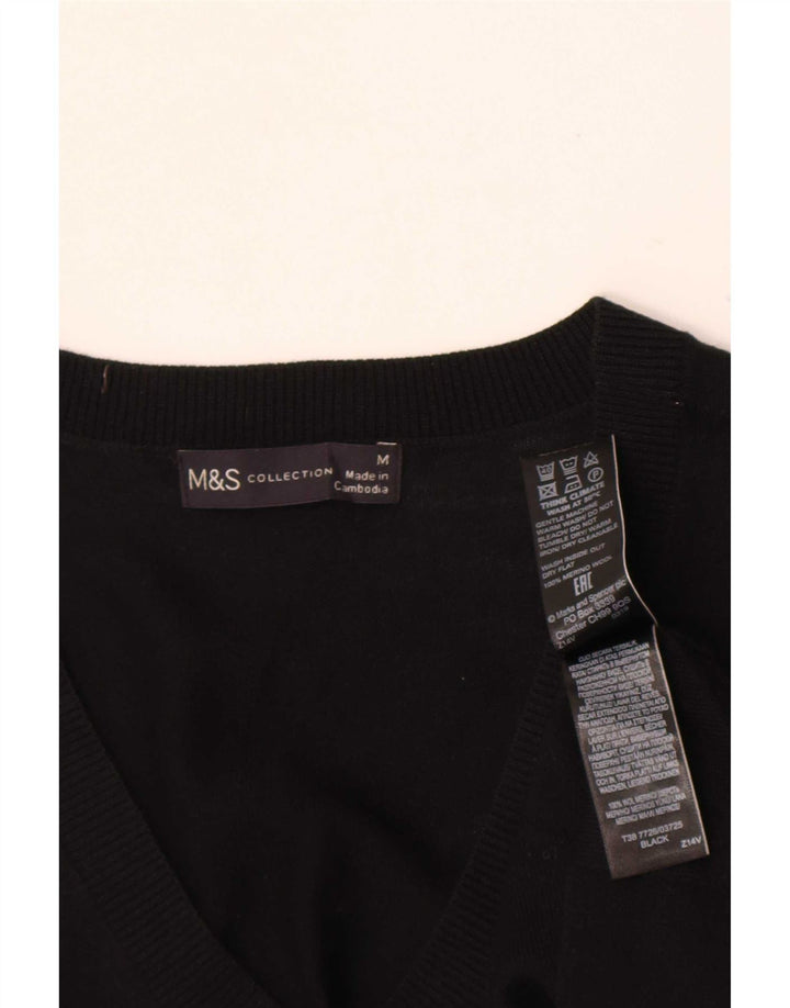 Marks & Spencer Herren-Pullover mit V-Ausschnitt aus mittelschwarzer Merinowolle