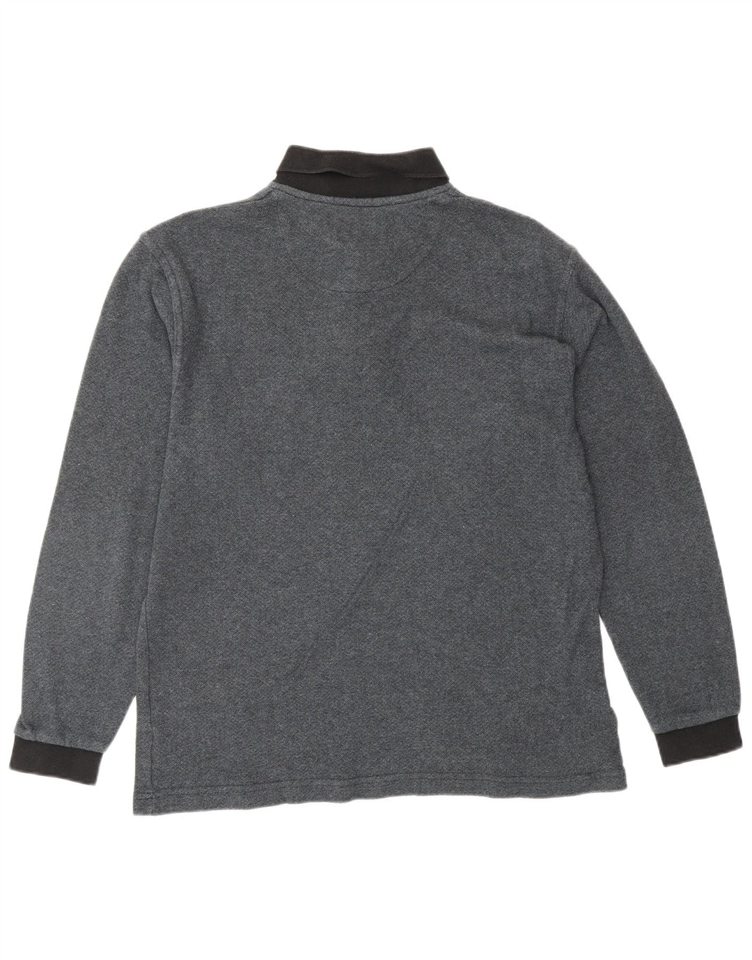 LOUIS FERAUD Herren-Langarm-Poloshirt aus mittelgrauer Baumwolle