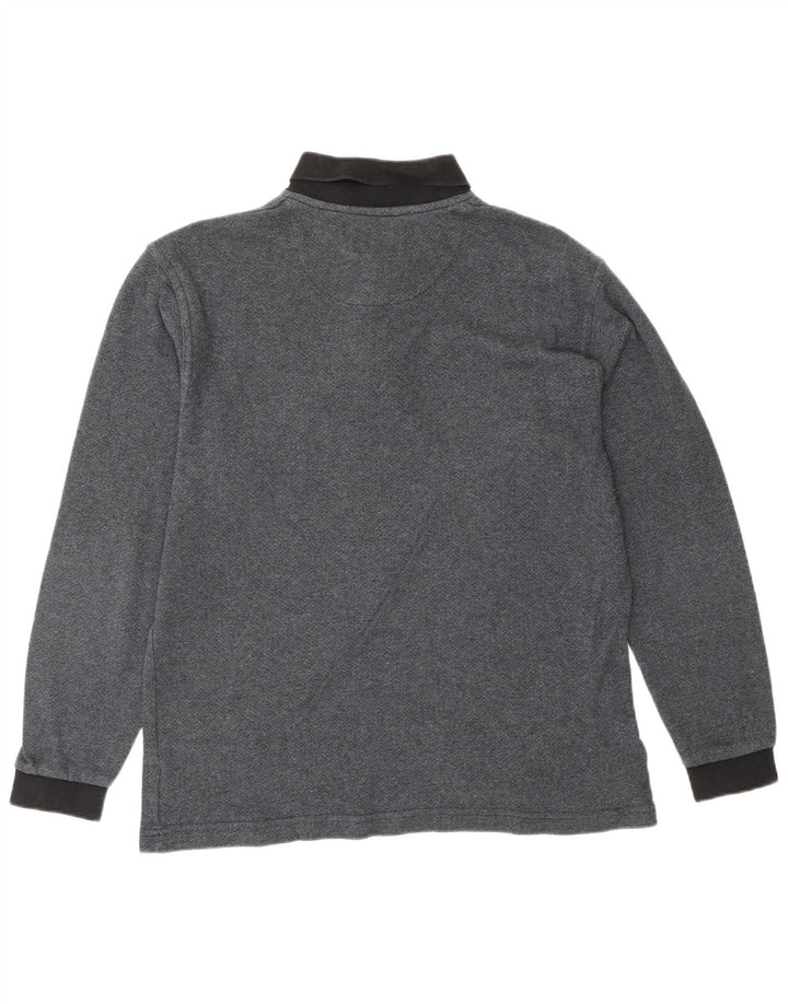 LOUIS FERAUD Herren-Langarm-Poloshirt aus mittelgrauer Baumwolle