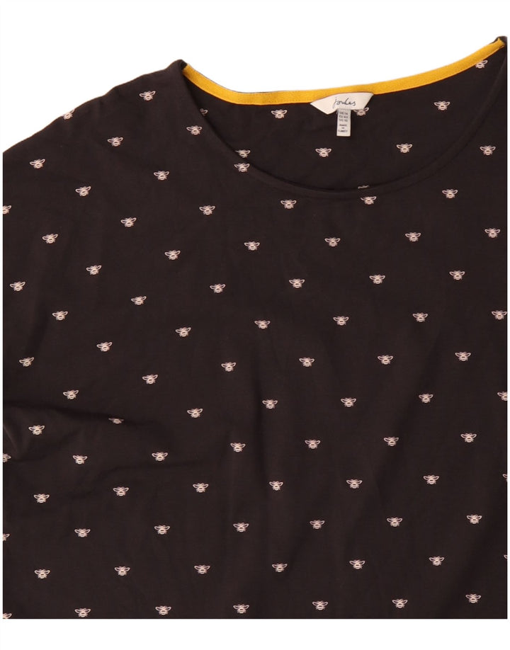 JOULES Damen Übergroßes T-Shirt-Kleid mit abstraktem Muster, UK 14, Large, Schwarz