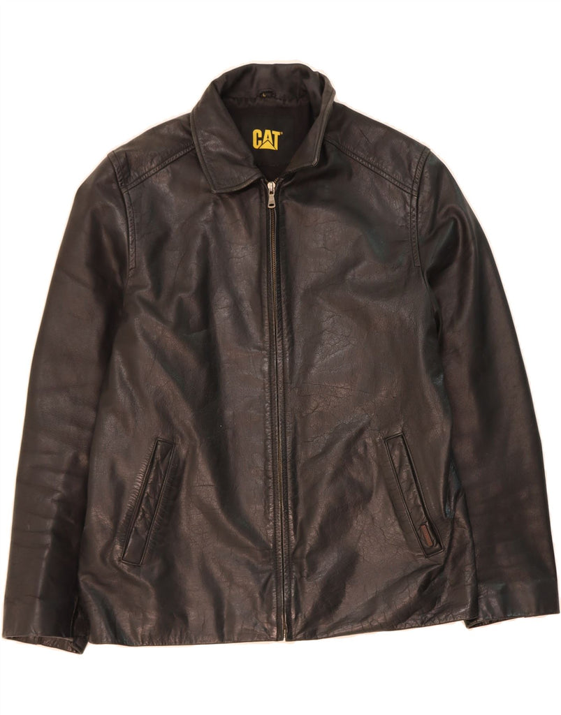 CATERPILLAR Mens Leather Jacket UK 40 Large Black Leather Vintage Caterpillar and Second-Hand Caterpillar from Messina Hembry 