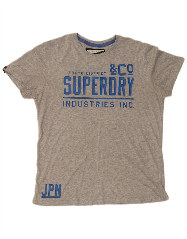Superdry Herren Grafik-T-Shirt-Oberteil XL aus grauer Baumwolle