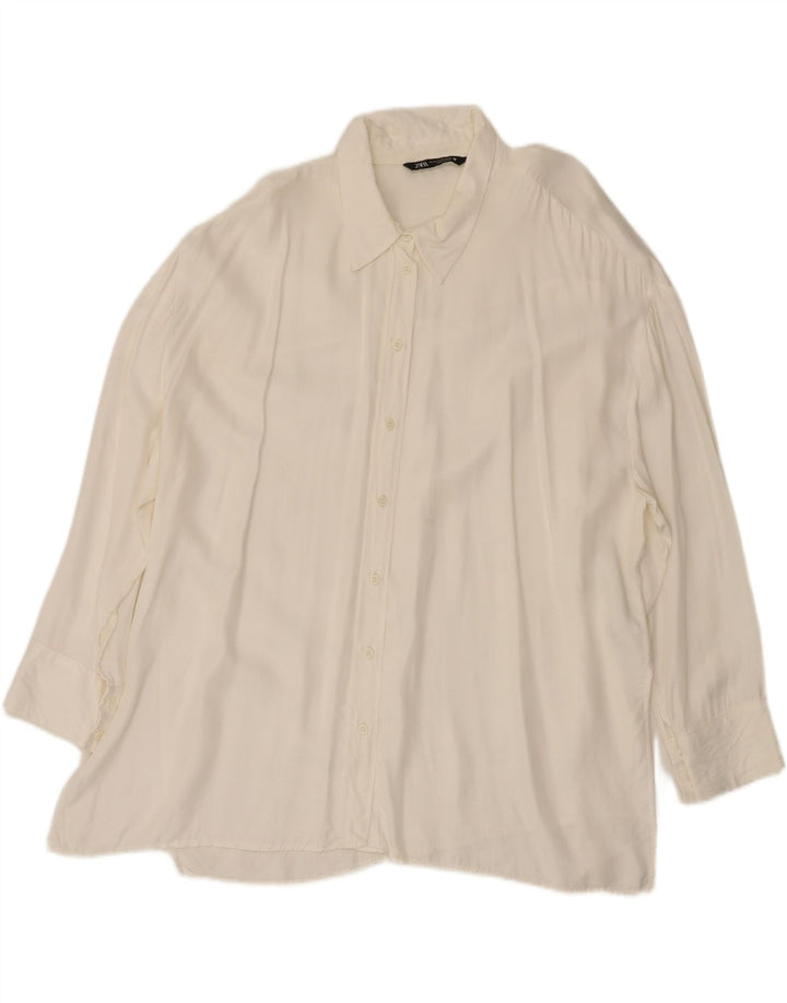 ZARA Womens Shirt UK 20 2XL White Modal Vintage Zara and Second-Hand Zara from Messina Hembry 