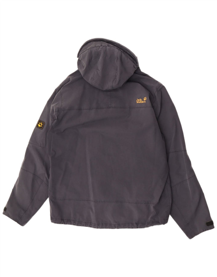 Jack Wolfskin Herren-Regenjacke mit Kapuze, UK 40/42, großes marineblaues Polyamid