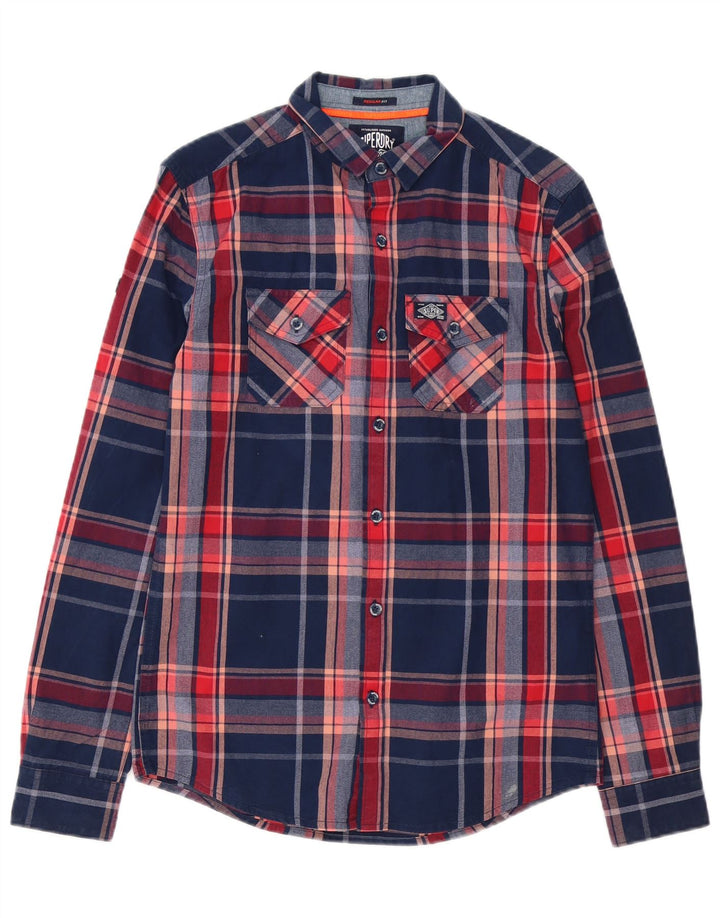Superdry Herrenhemd XS Marineblau kariert Baumwolle