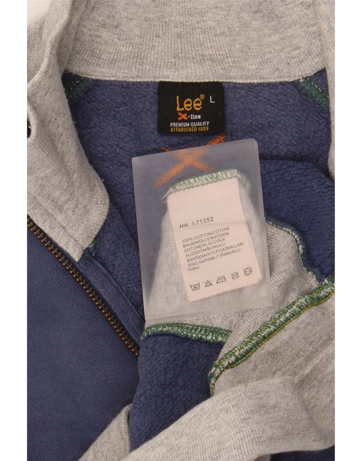 Lee Herren-Trainingsanzug-Oberteil, große blaue Colourblock-Baumwolle