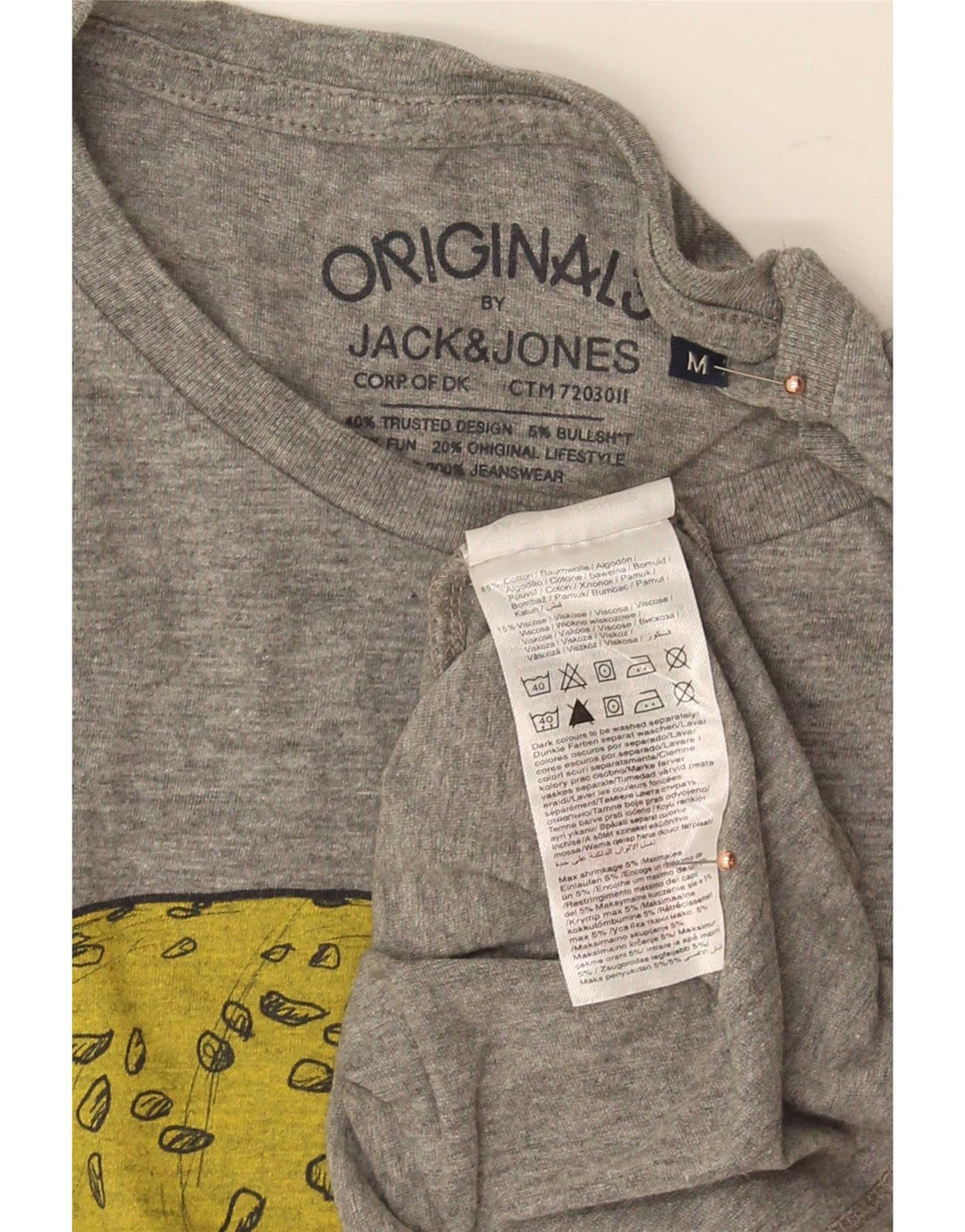 Jack & Jones Herren-T-Shirt mit Grafik, mittelgraue Baumwolle