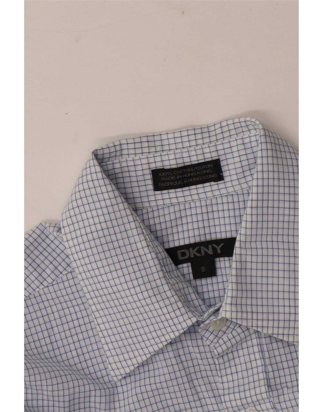 Dkny Herrenhemd, klein, blau kariert, Baumwolle
