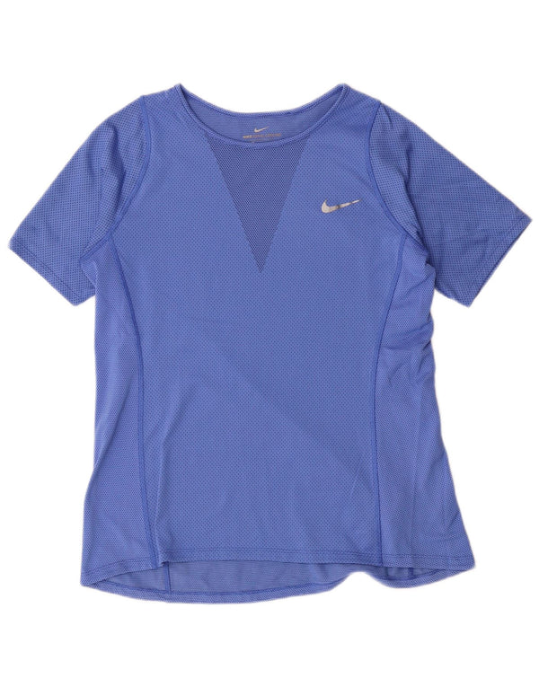 Nike Damen T-Shirt Top UK 14 Mittelblaues Polyester
