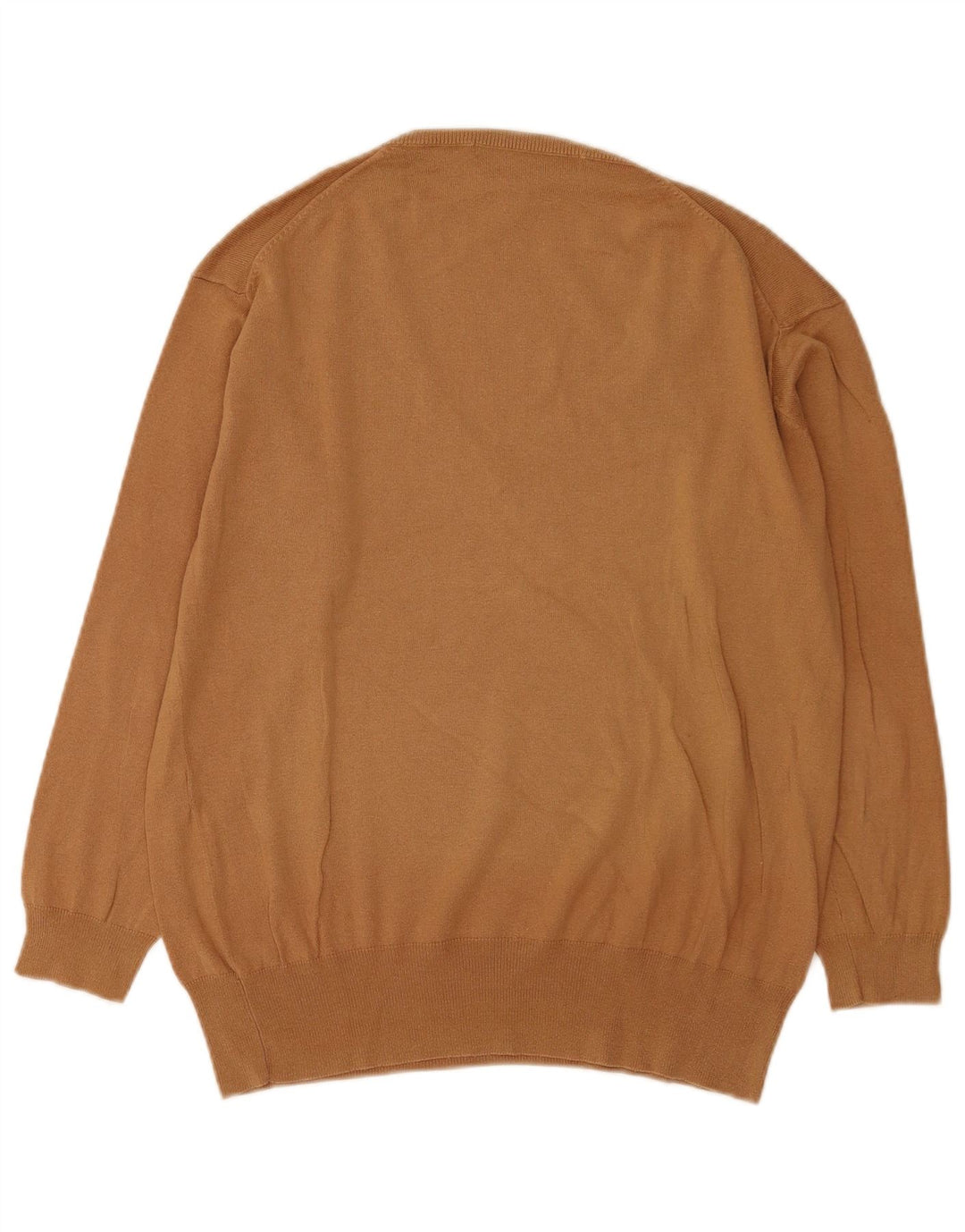 Zara Damen-Pullover mit V-Ausschnitt, UK 14, mittelbeige Baumwolle