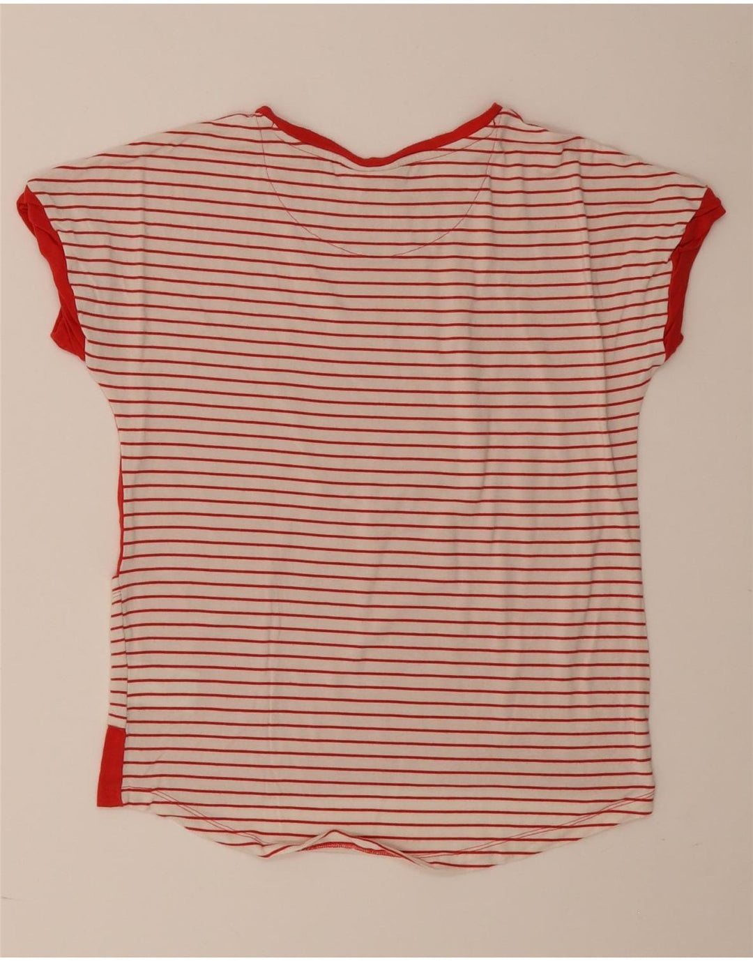 Ellesse Damen T-Shirt Top UK 14 Mittelrot gestreift Viskose