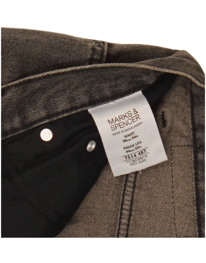 Marks & Spencer Herren Blue Harbor Straight Jeans W34 L26 Graue Baumwolle