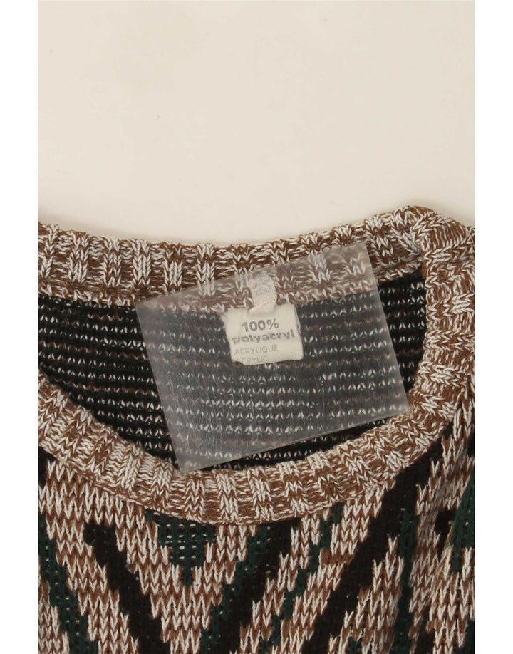 Vintage Herren Pullover mit Rundhalsausschnitt, Größe 52, groß, mehrfarbig, geometrisch