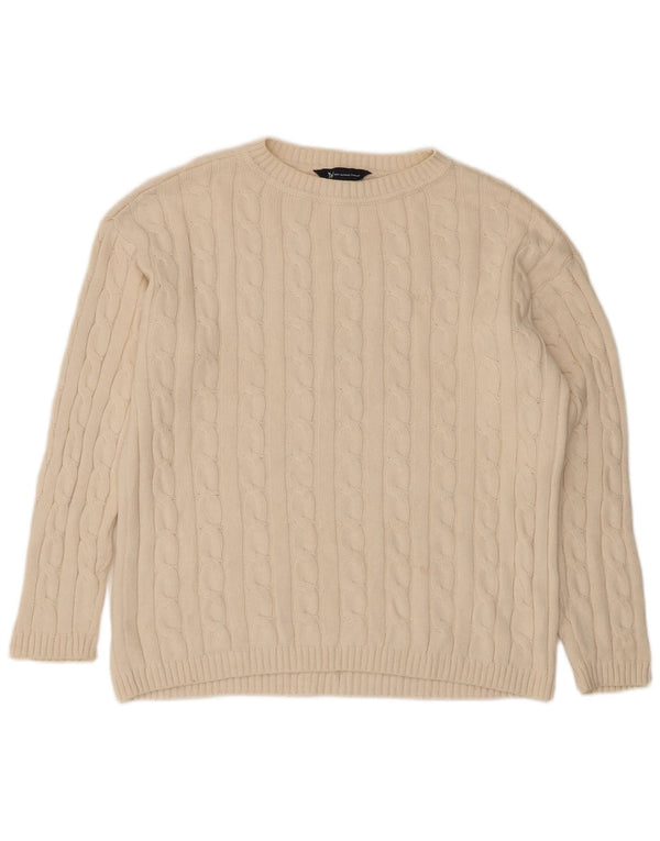Crew Clothing Womens Neck Jumper Sweater UK 14 Large White Cotton