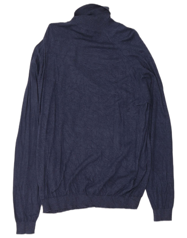 Zara Herren Slim Fit Rollkragenpullover XL Marineblaue Viskose