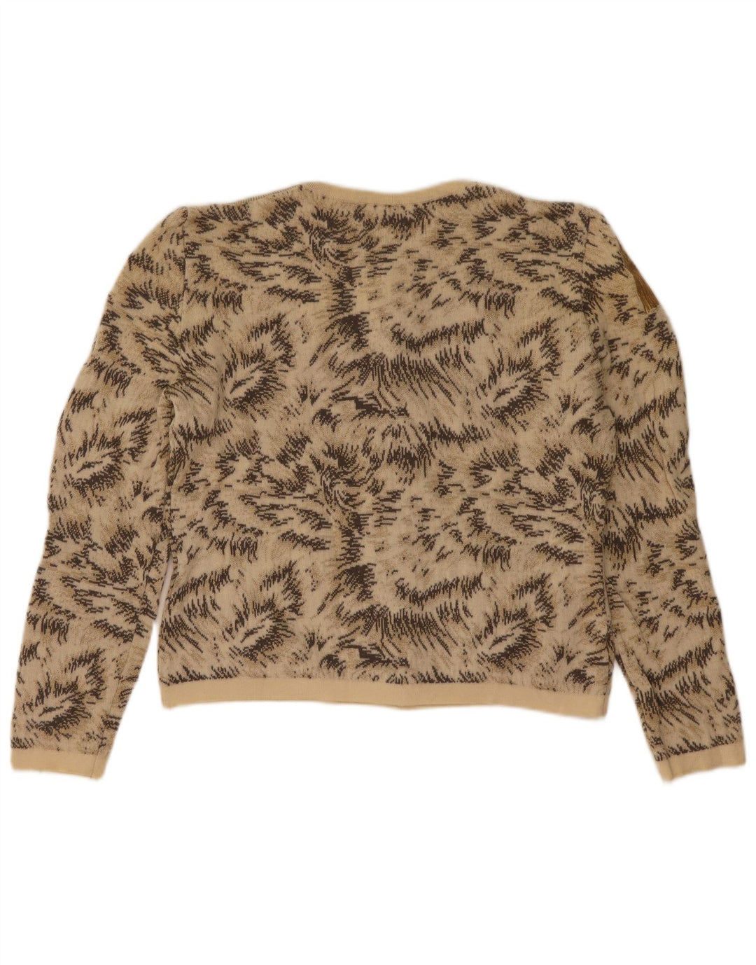 Roccobarocco Damen-Strickjacke mit abstraktem Muster, Gr. 8, Beige