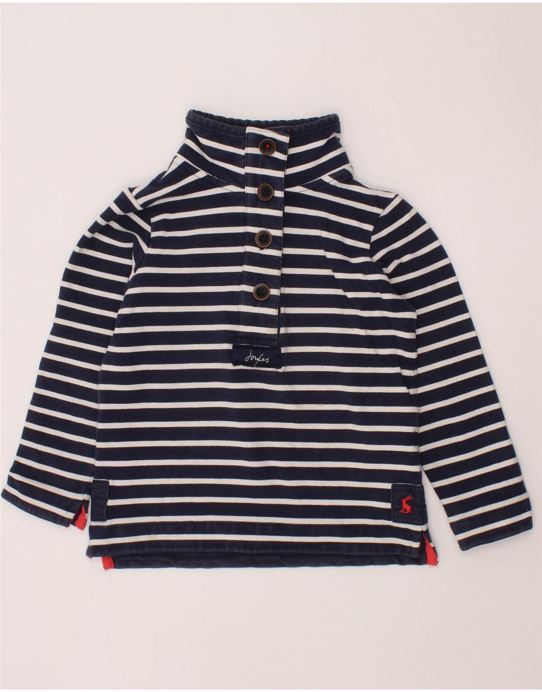 JOULES Mädchen-Sweatshirt mit Knopfkragen, 3–4 Jahre, marineblau gestreift