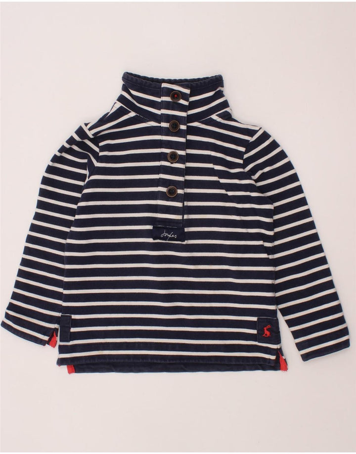 JOULES Mädchen-Sweatshirt mit Knopfkragen, 3–4 Jahre, marineblau gestreift
