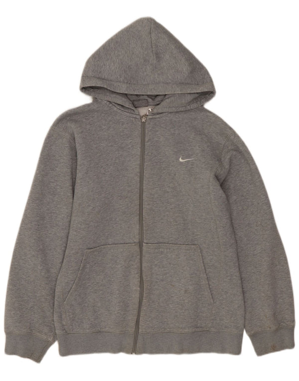 NIKE Jungen-Kapuzenpullover mit Reißverschluss, 12–13 Jahre, groß, graue Baumwolle