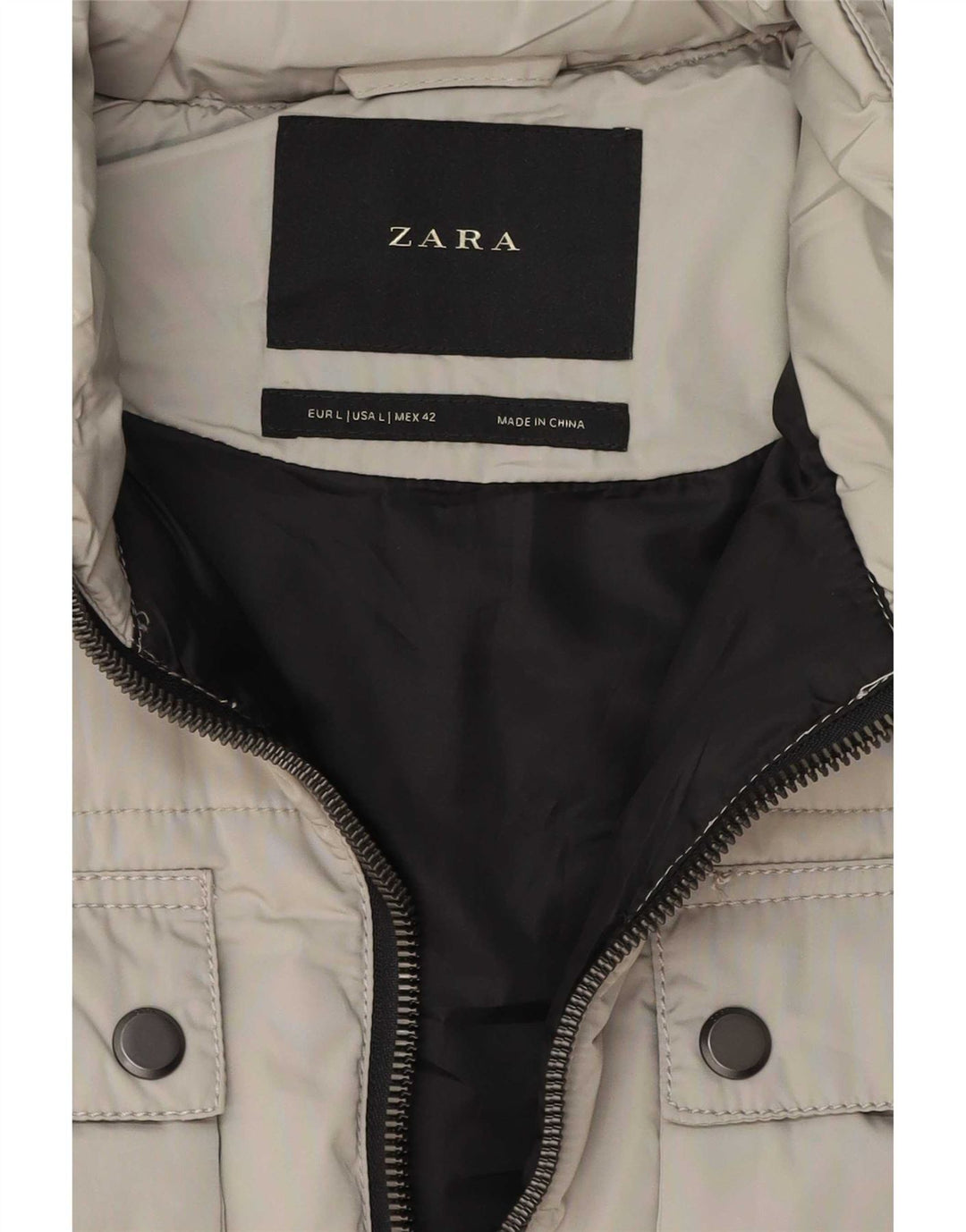 Zara Herren Wattierte Weste UK 40 Large Grau