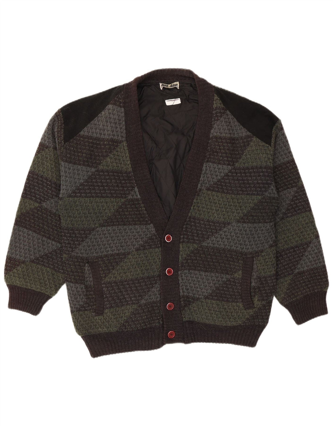 Mark Adam Herren-Strickjacke IT 48/50 Mittelgrünes geometrisches Polyacryl