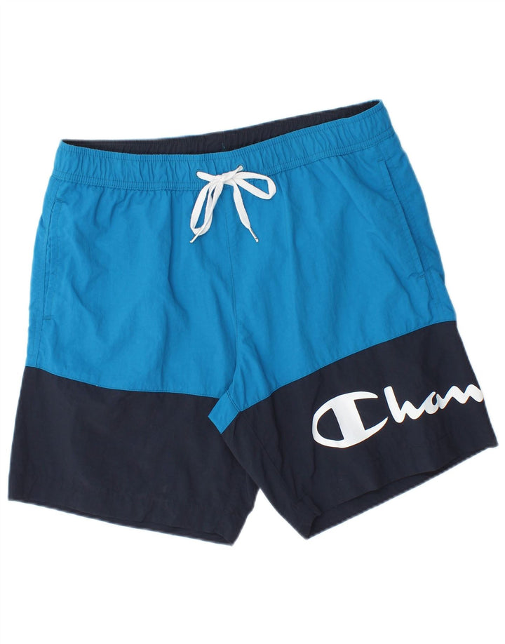 Champion Herren-Badeshorts mit Grafik, mittelblau, Farbblock