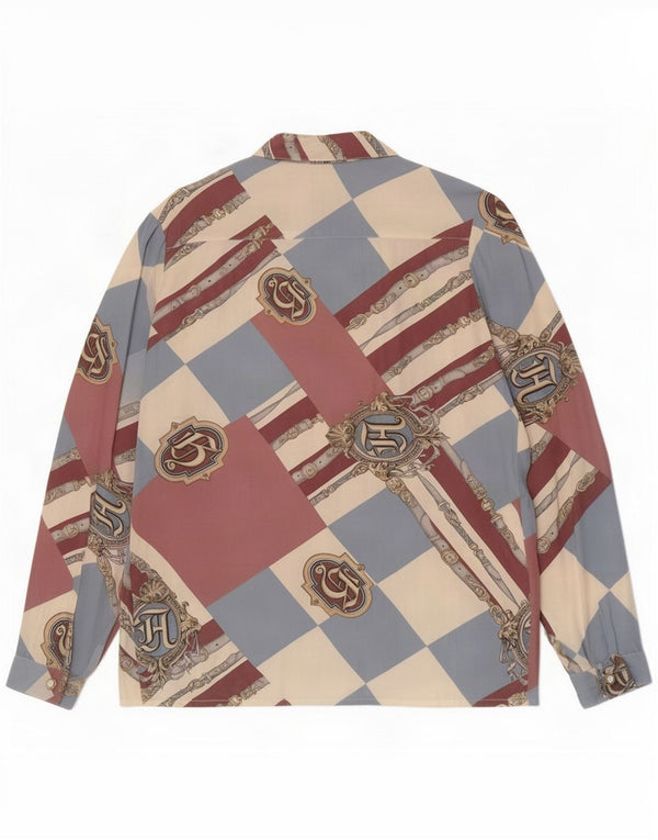 Vintage Womens Long Sleeve Abstract Shirt Bluse UK 10 Small Mehrfarbig