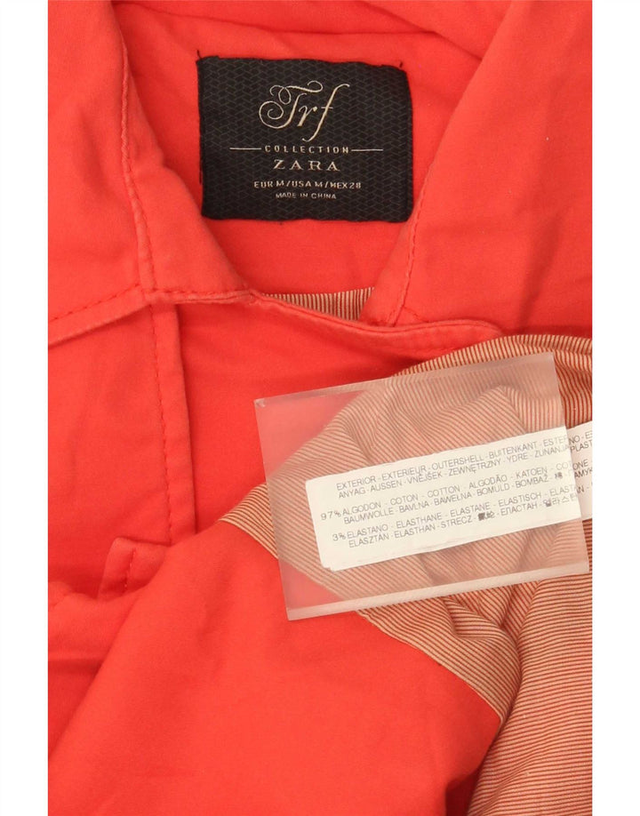 Zara Damen Kurzer Trenchcoat UK 12 Mittelorange Baumwolle