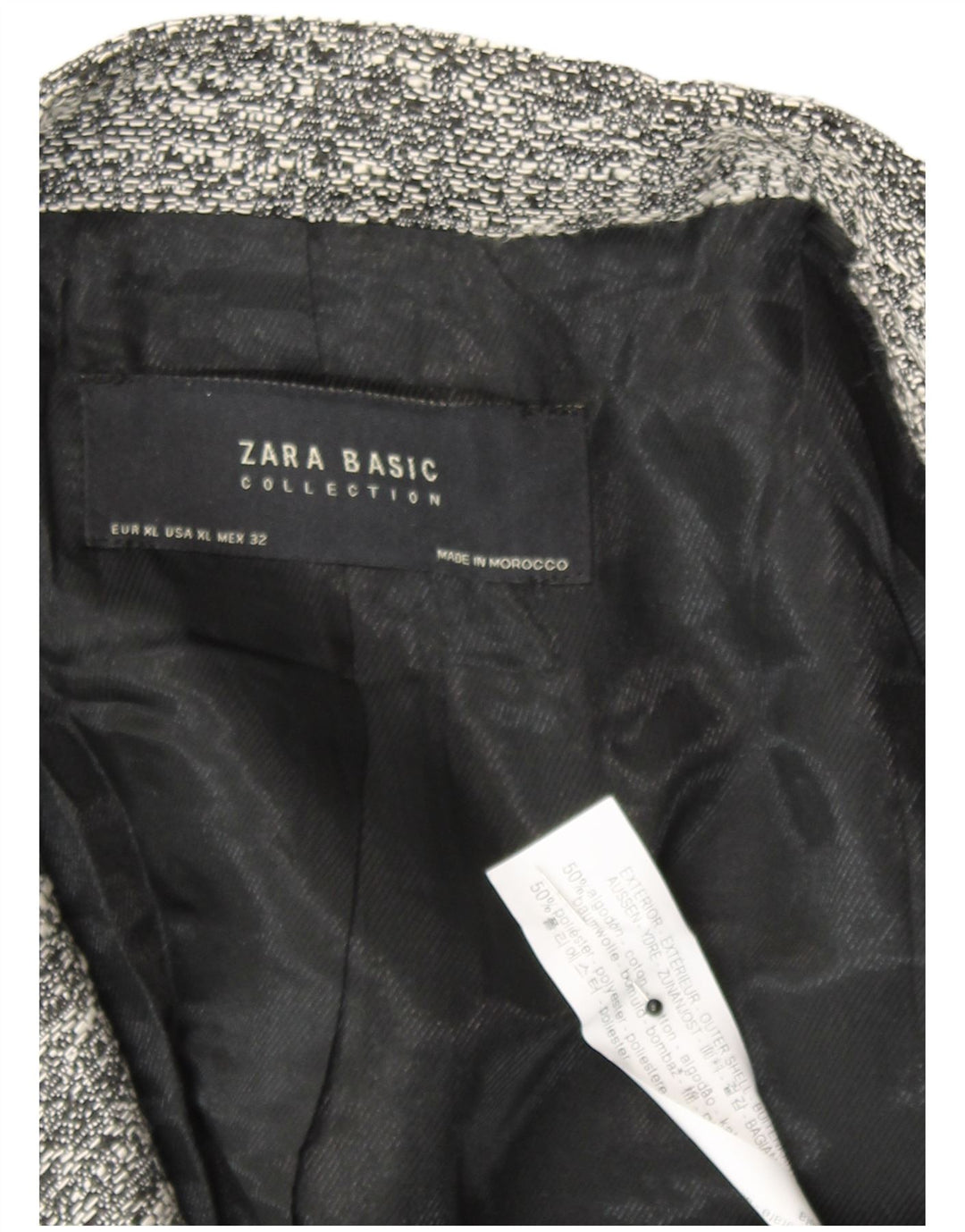 Zara Damenmantel UK 18 XL Grau gefleckte Baumwolle