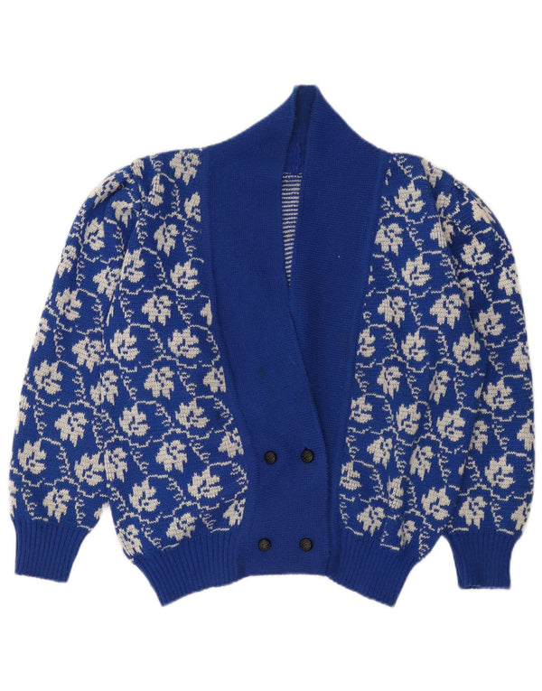 Vintage Damen Cardigan Pullover UK 18 XL Blau geblümt