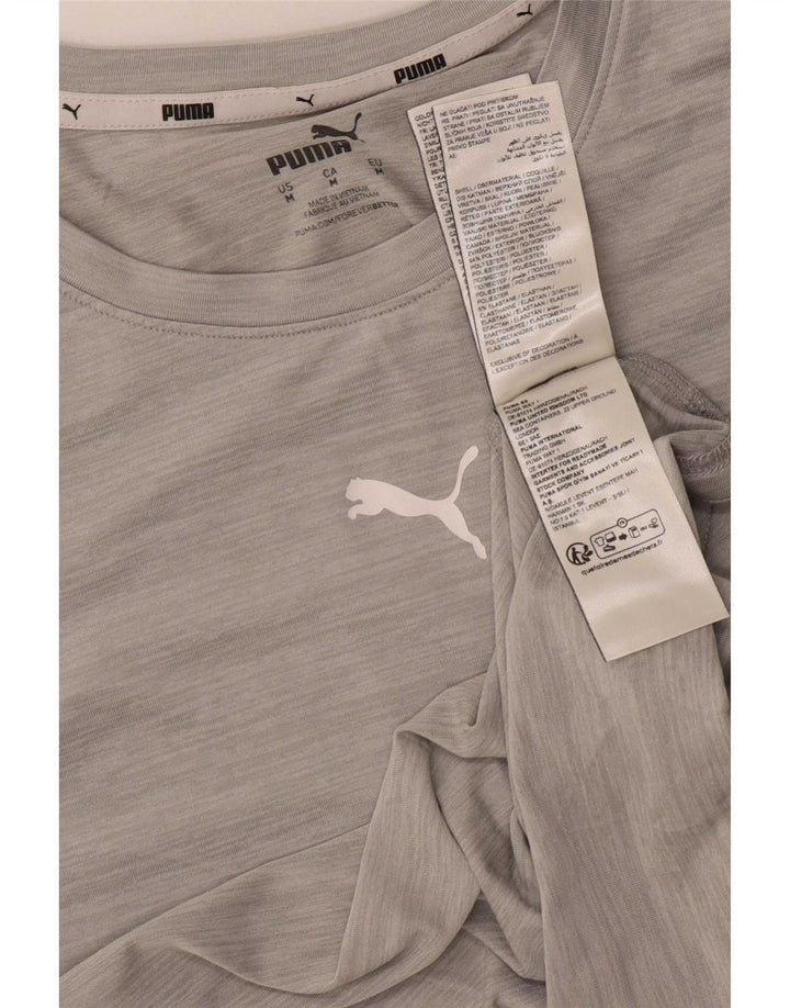 Puma Herren-T-Shirt-Oberteil aus mittelgrau meliertem Polyester