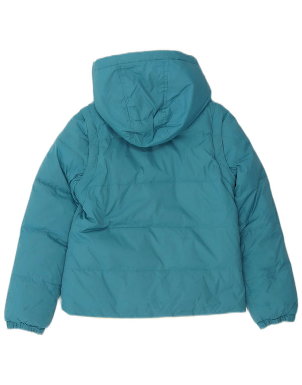 Benetton Wendbare wattierte Jacke mit Kapuze für Mädchen, 7–8 Jahre, Mittelblau