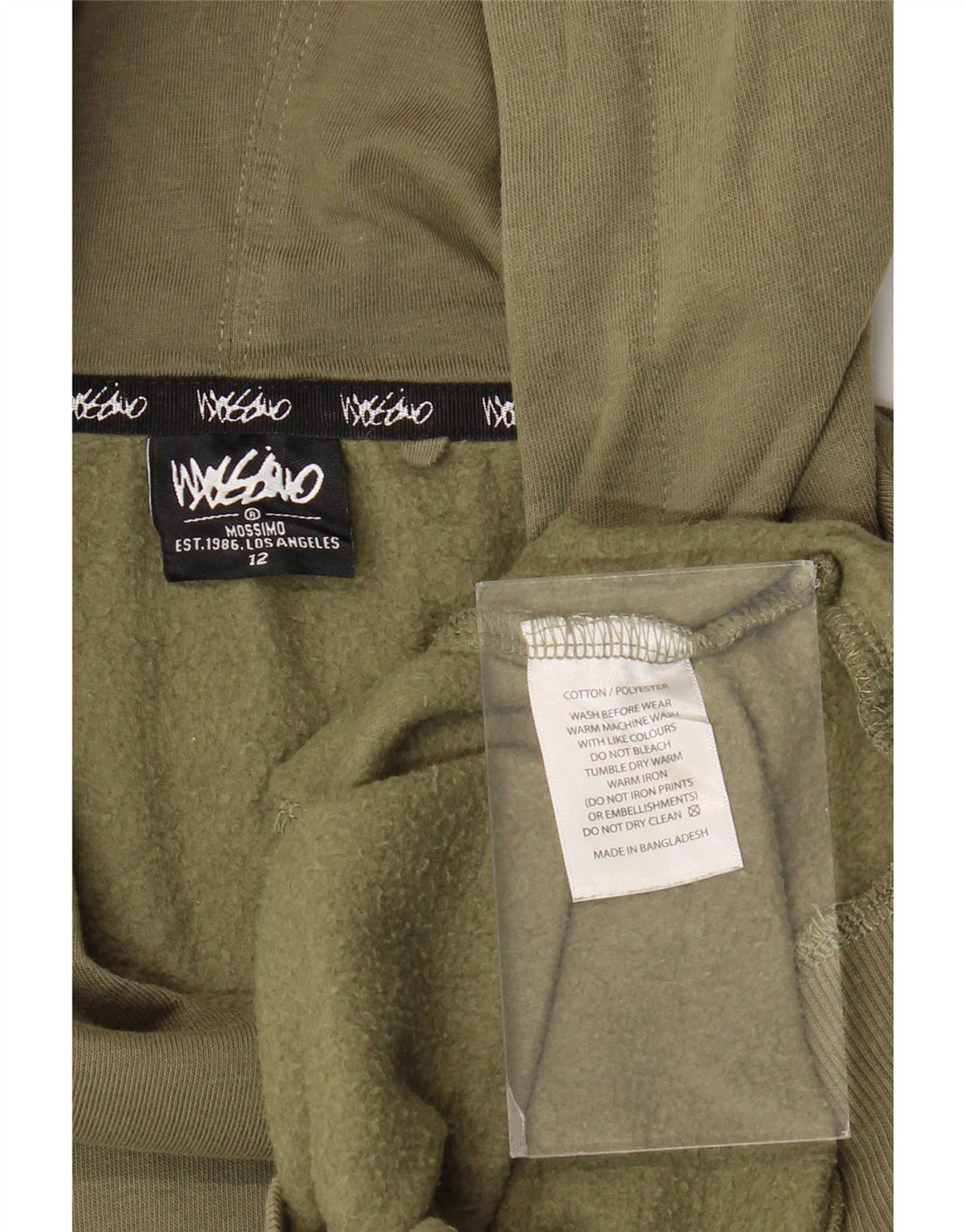 Mossimo Damen-Kapuzenpullover mit Grafik, US 12, Größe L, Khaki, Baumwolle