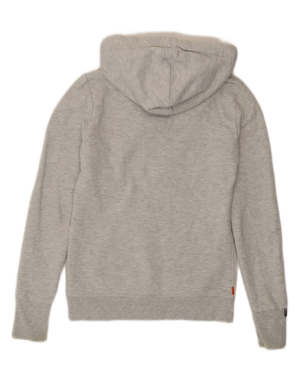 Superdry Damen Graphic Hoodie Pullover UK 6 XS Grau Baumwolle