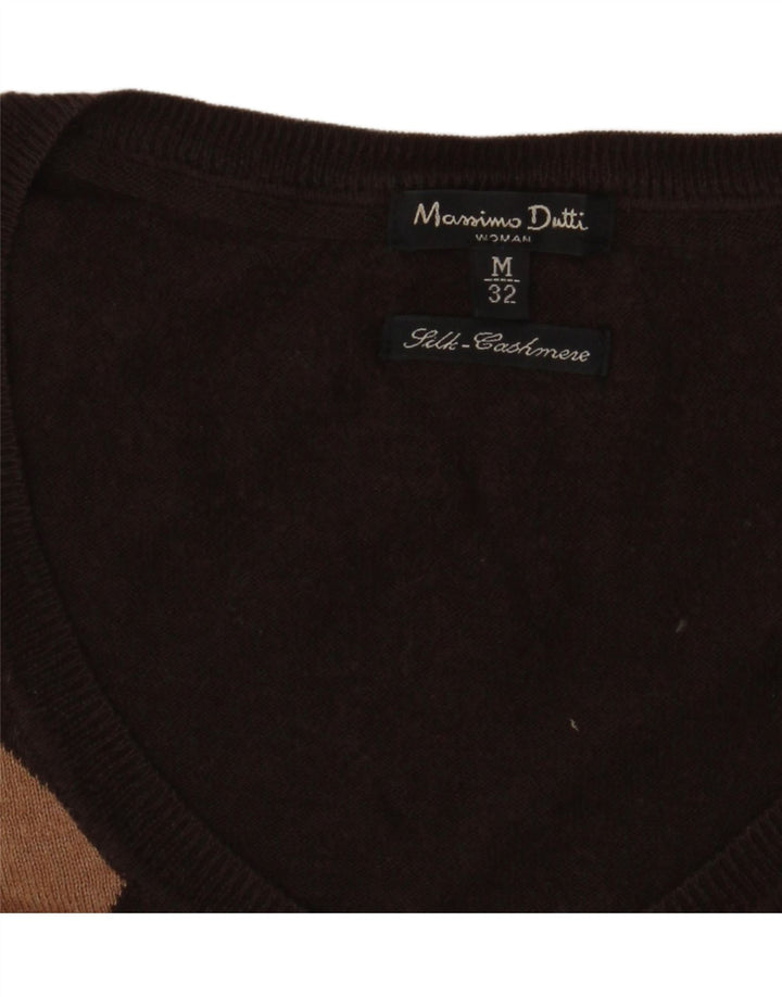 Massimo Dutti Damen Pullover mit V-Ausschnitt, UK 14, Mittelbraun