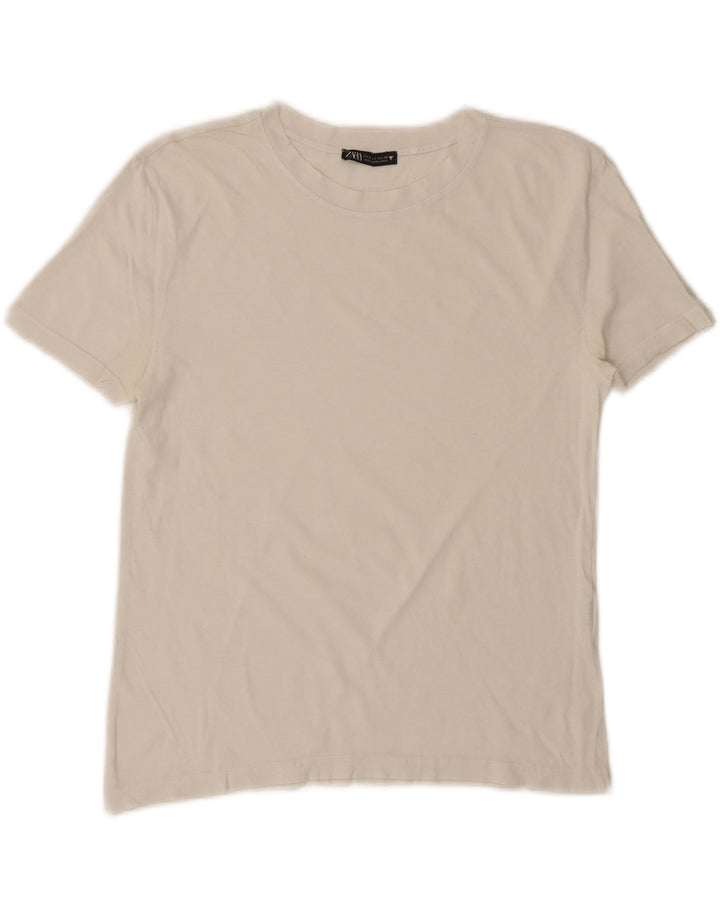 ZARA Womens T-Shirt Top UK 10 Small White Cotton Vintage Zara and Second-Hand Zara from Messina Hembry 