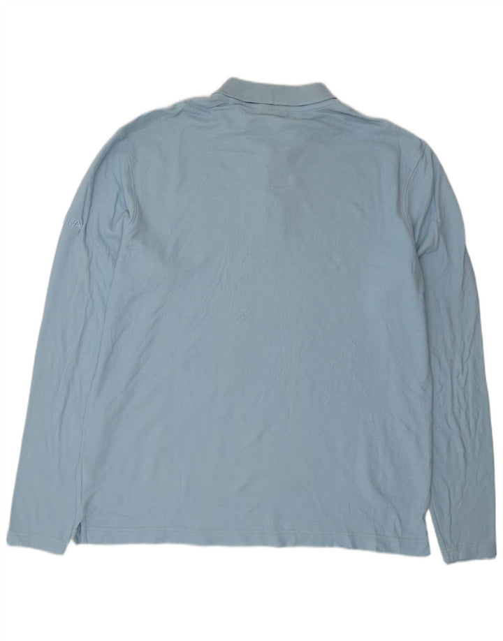 FILA Herren Langarm-Poloshirt XL, blaue Baumwolle