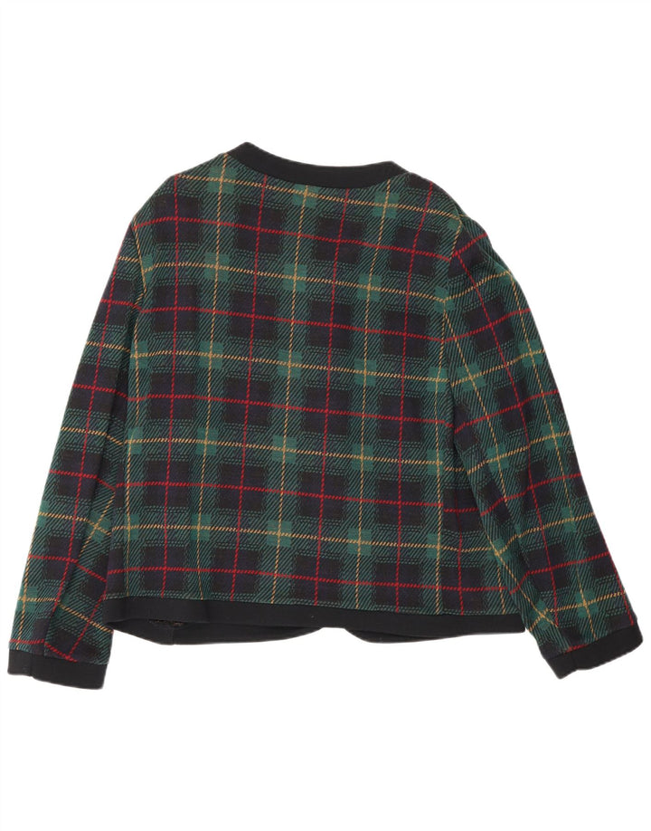 Les Lunis Damen-Blazerjacke mit 5 Knöpfen, UK 14, mittelgrün karierte Wolle