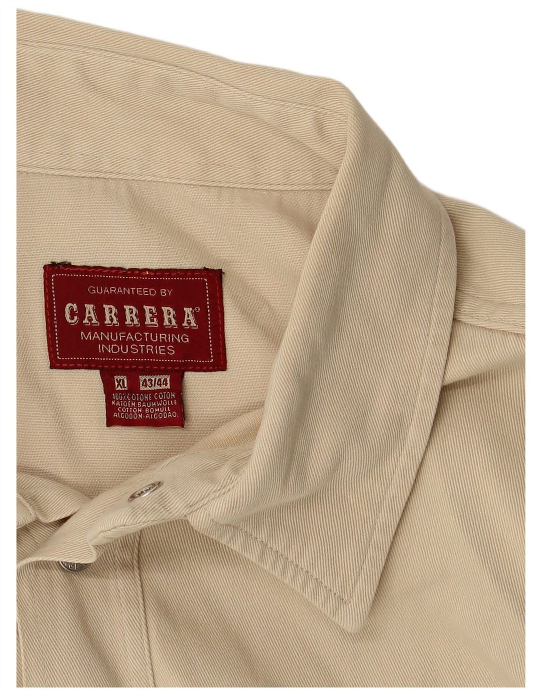 Carrera Herrenhemd Größe 43/44 XL Beige Baumwolle