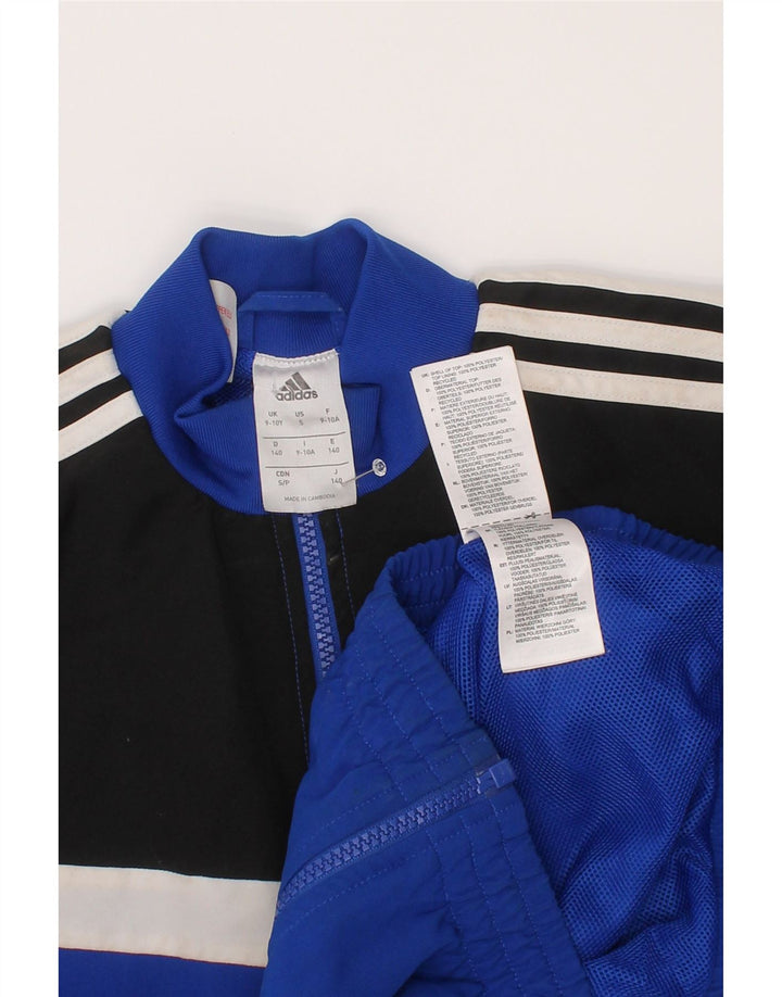 Adidas Jungen-Trainingsanzug-Top-Jacke, 9–10 Jahre, blaues Colourblock-Polyester