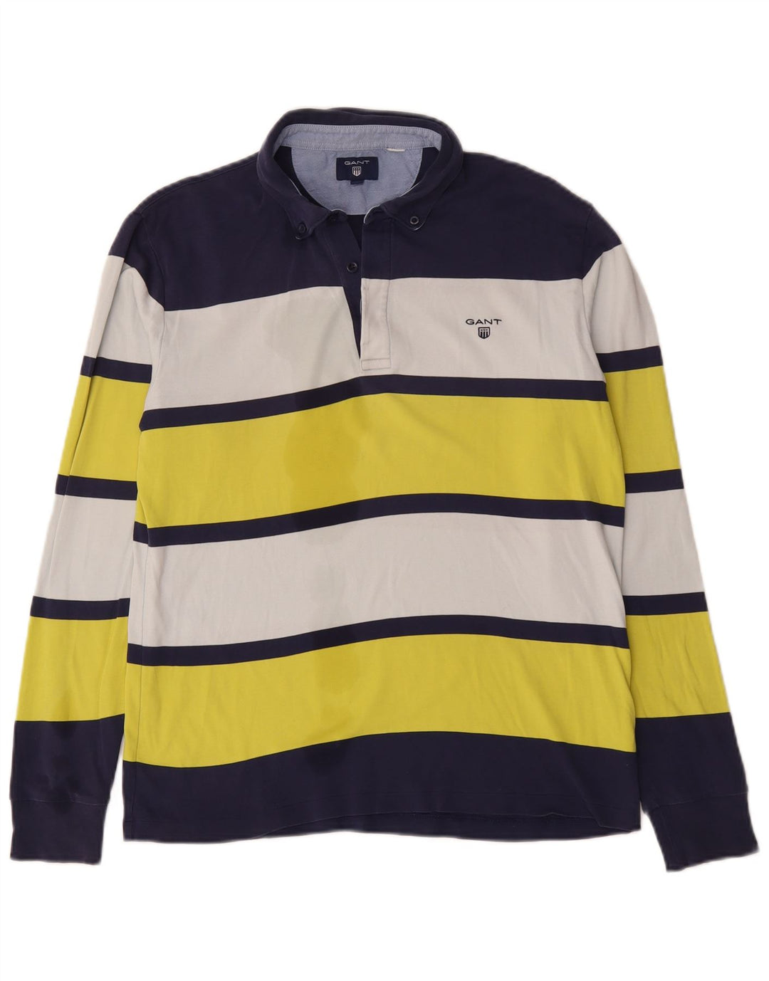 Gant Herren Langarm-Rugby-Poloshirt, mittelgroß, mehrfarbig, gestreift, Baumwolle