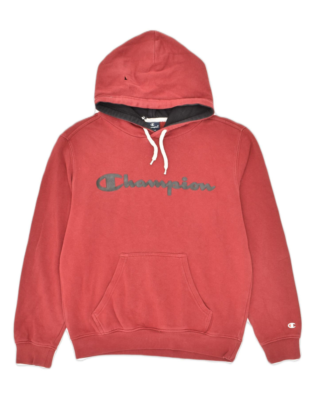CHAMPION Mens Graphic Hoodie Jumper Small Red Cotton | Vintage Champion | Thrift | Second-Hand Champion | Used Clothing | Messina Hembry 