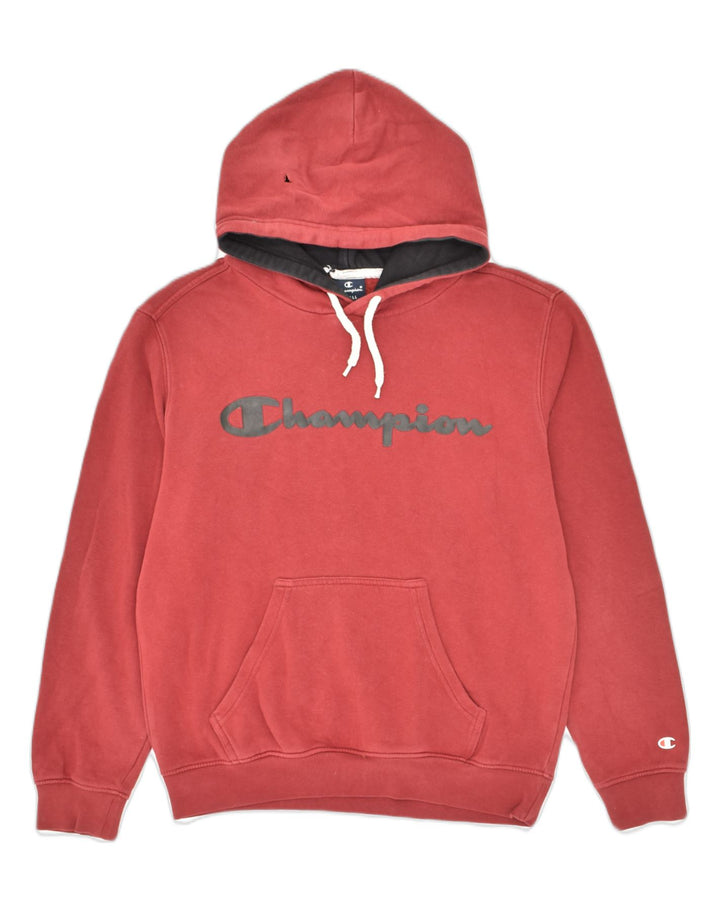 CHAMPION Mens Graphic Hoodie Jumper Small Red Cotton | Vintage Champion | Thrift | Second-Hand Champion | Used Clothing | Messina Hembry 
