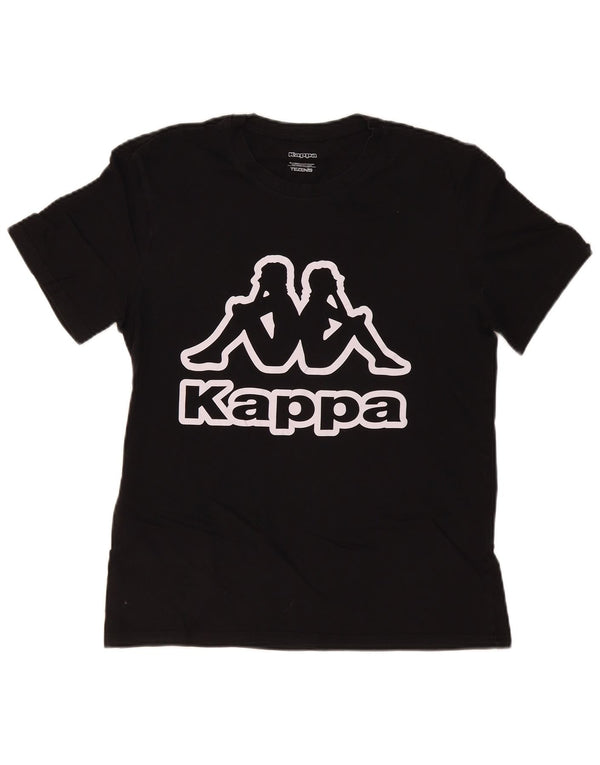 Kappa Damen Tezenis Graphic T-Shirt Top UK 14 Medium Schwarz