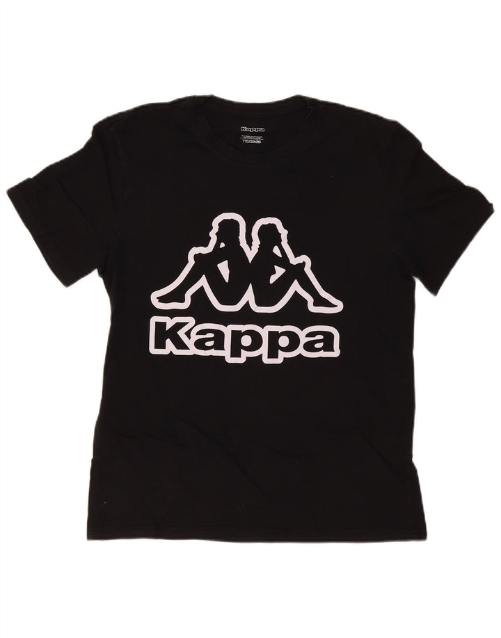 Kappa Damen Tezenis Graphic T-Shirt Top UK 14 Medium Schwarz