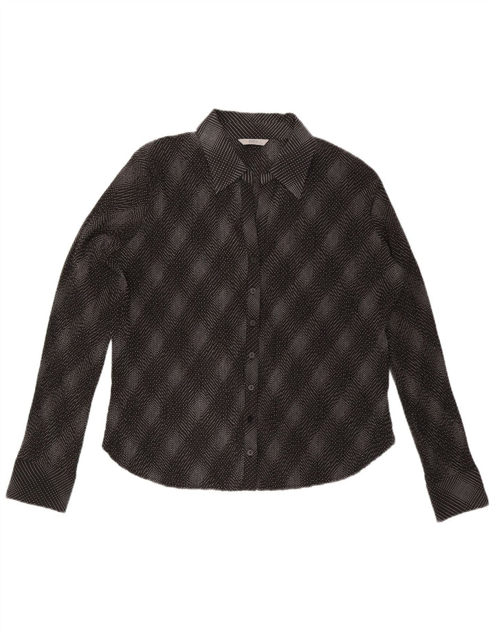 Marks & Spencer Damen-Hemdbluse, UK 20 2XL, schwarz kariertes Polyester