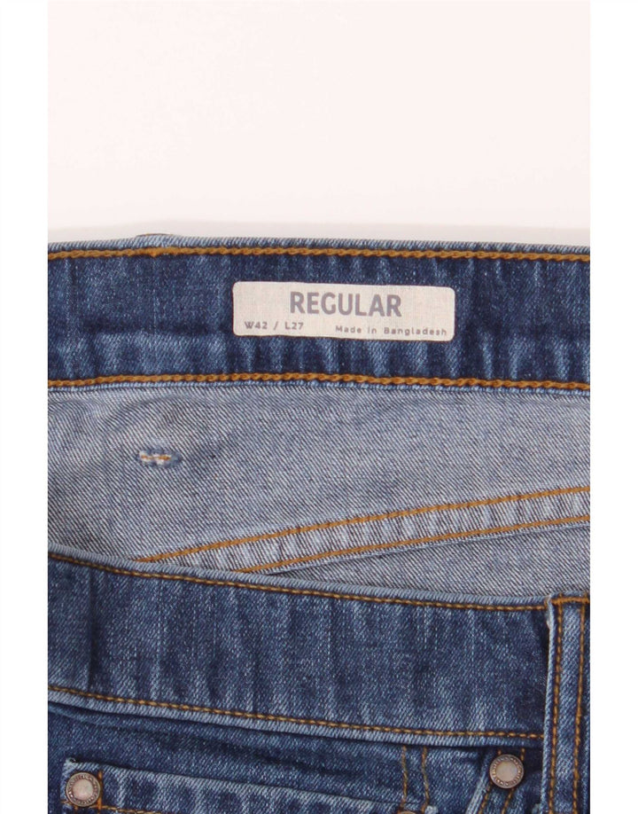 Marks & Spencer Herren Regular Straight Jeans W42 L27 Blaue Baumwolle