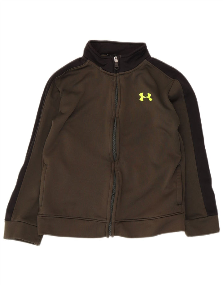 Under Armour Jungen-Trainingsanzug-Top-Jacke, 6–7 Jahre, Khaki, Farbblock