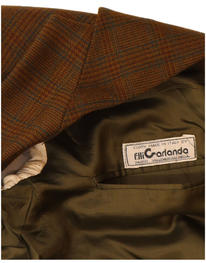 VINTAGE Herren-Blazer mit 2 Knöpfen, UK 38, Mittelbraun mit Hahnentrittmuster