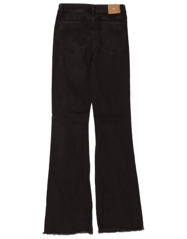 Zara Damen High Rise Flared Jeans EU 36 XS W26 L33 Schwarze Baumwolle